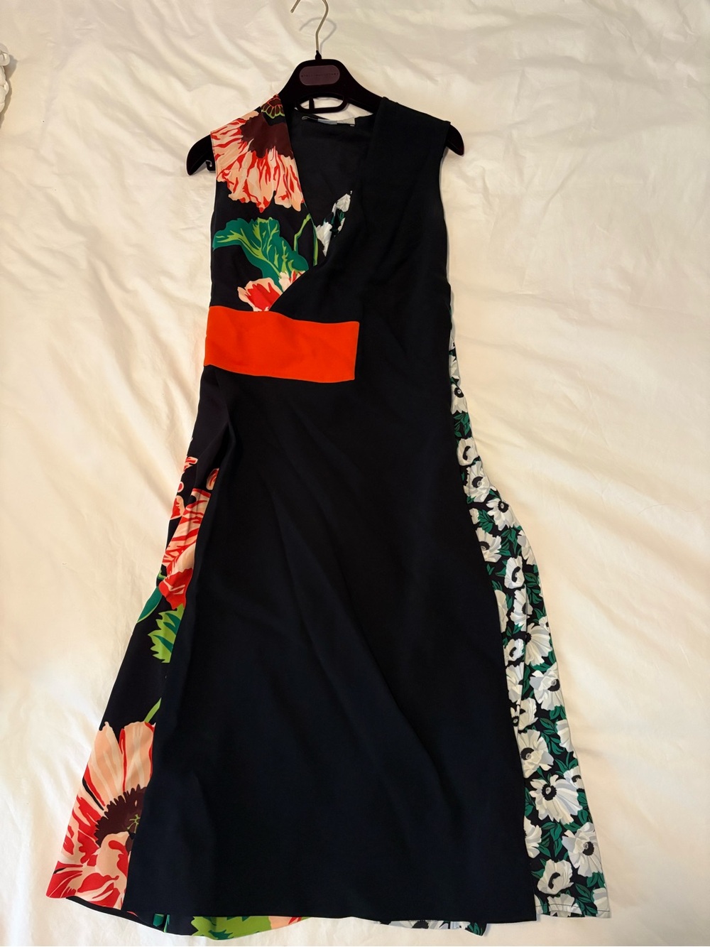 Stella McCartney Black Floral Panel Sleeveless Wrap Dress size 36